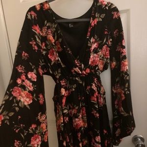 Short floral long-sleeve dress
